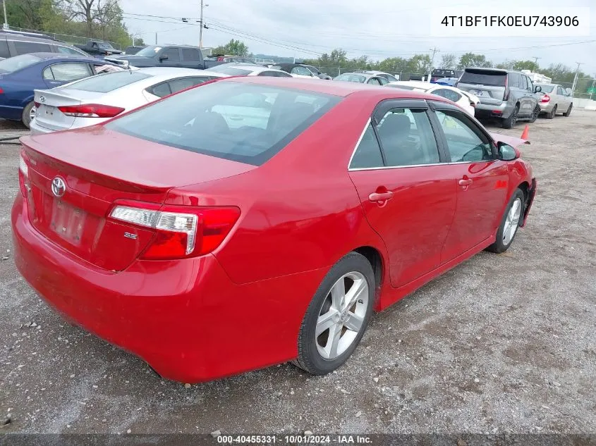 2014 Toyota Camry Se VIN: 4T1BF1FK0EU743906 Lot: 40455331