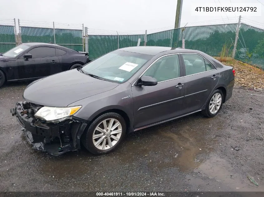 2014 Toyota Camry Hybrid Xle VIN: 4T1BD1FK9EU124792 Lot: 40461911