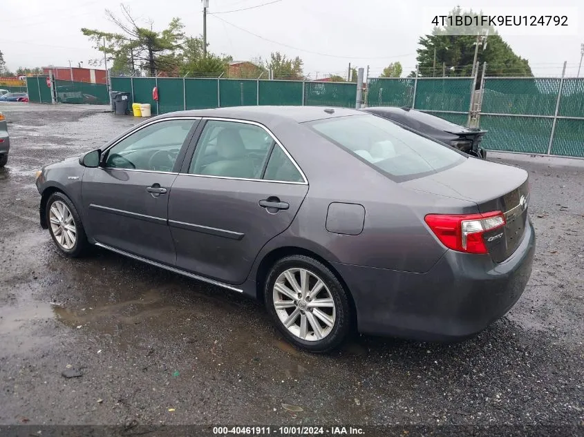 2014 Toyota Camry Hybrid Xle VIN: 4T1BD1FK9EU124792 Lot: 40461911