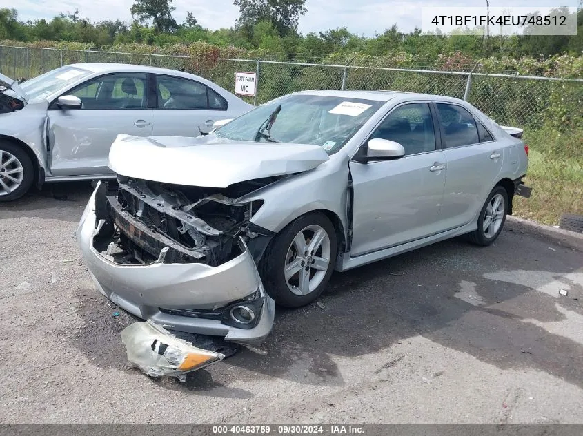 2014 Toyota Camry Se VIN: 4T1BF1FK4EU748512 Lot: 40463759