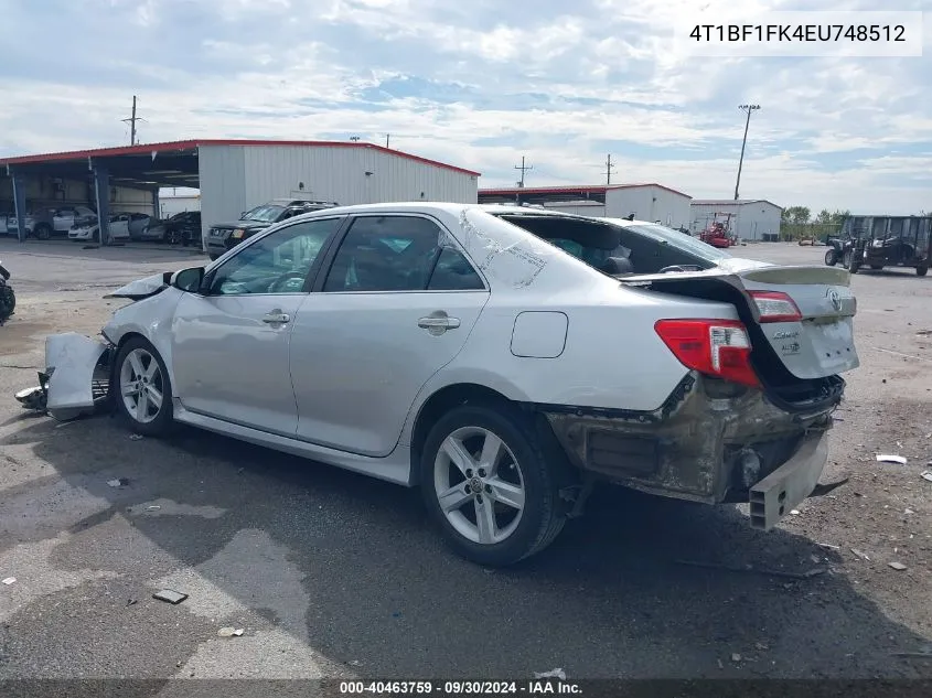 2014 Toyota Camry Se VIN: 4T1BF1FK4EU748512 Lot: 40463759