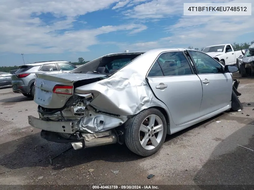 2014 Toyota Camry Se VIN: 4T1BF1FK4EU748512 Lot: 40463759