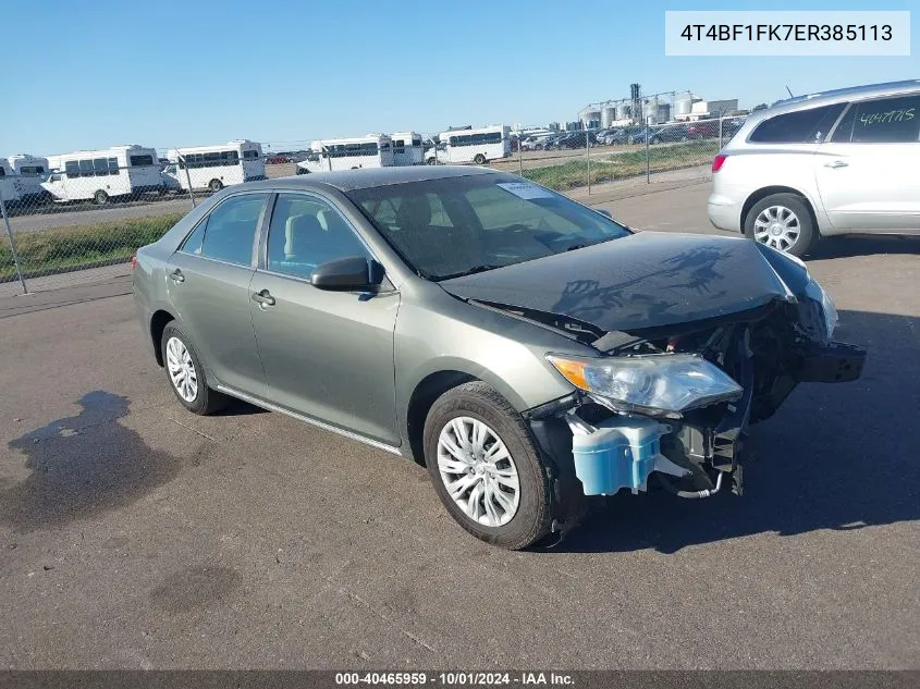 2014 Toyota Camry L/Se/Le/Xle VIN: 4T4BF1FK7ER385113 Lot: 40465959