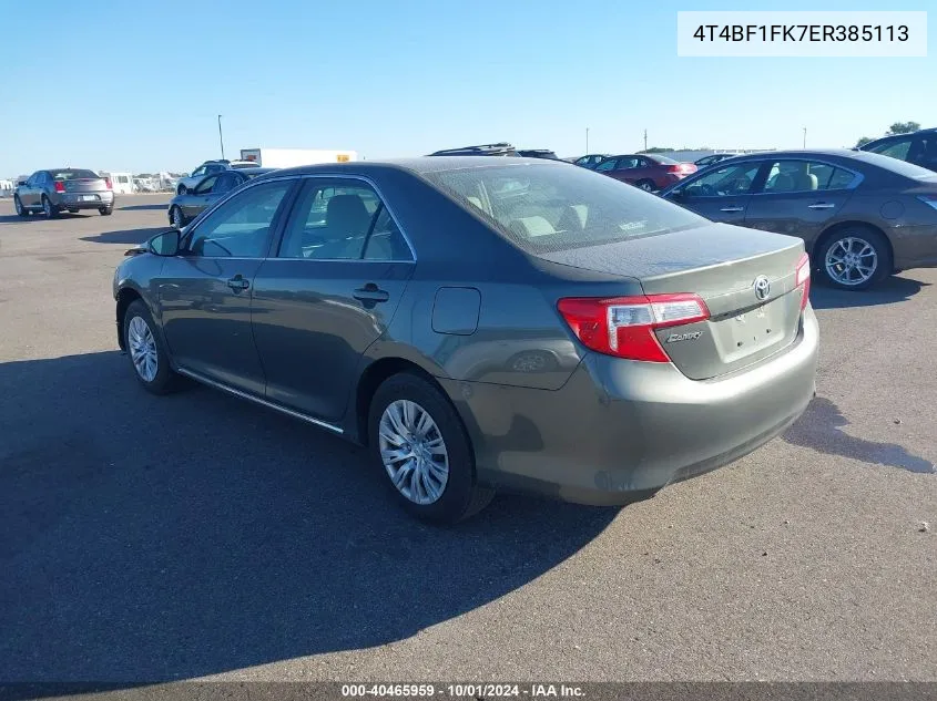 2014 Toyota Camry L/Se/Le/Xle VIN: 4T4BF1FK7ER385113 Lot: 40465959