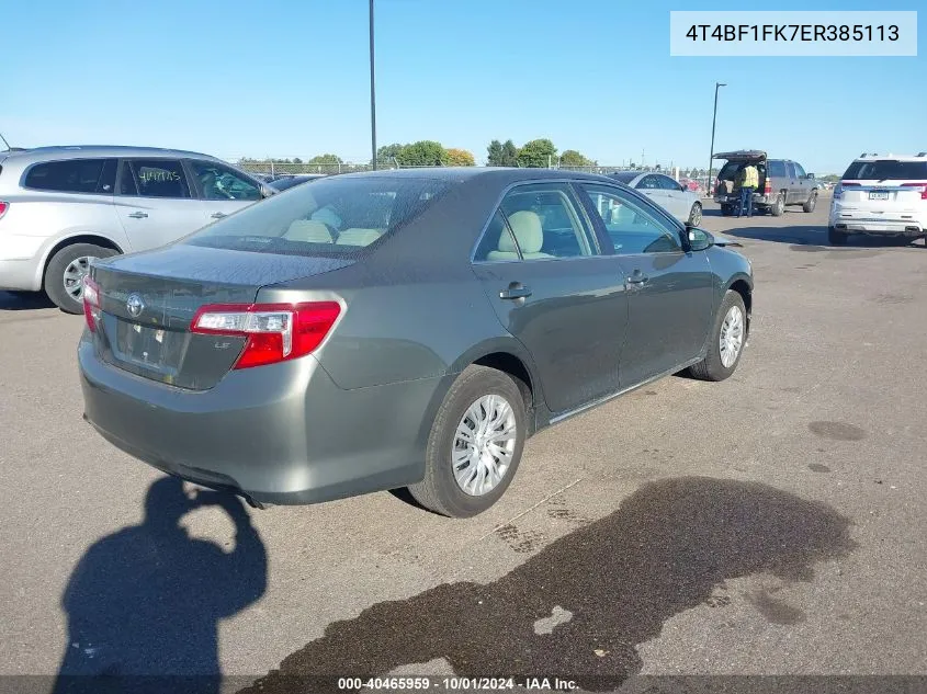 2014 Toyota Camry L/Se/Le/Xle VIN: 4T4BF1FK7ER385113 Lot: 40465959