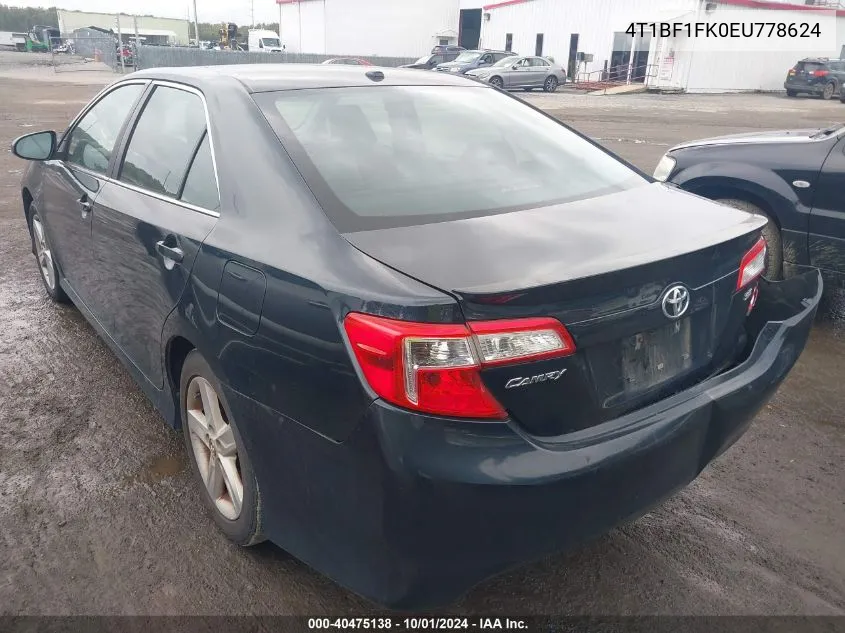 2014 Toyota Camry L/Se/Le/Xle VIN: 4T1BF1FK0EU778624 Lot: 40475138