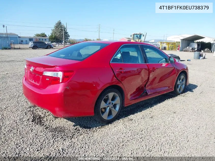 2014 Toyota Camry Se Sport VIN: 4T1BF1FK0EU738379 Lot: 40475842