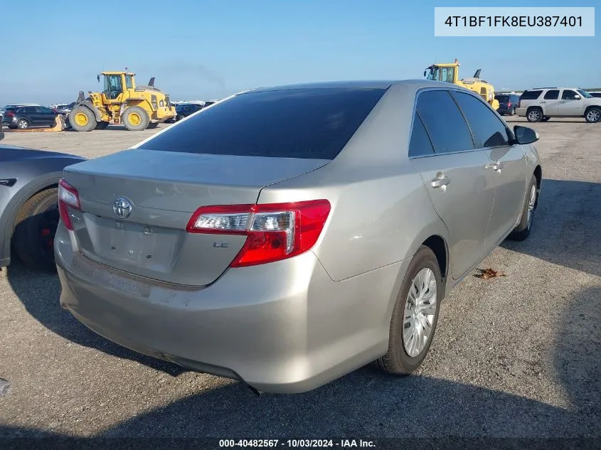 2014 Toyota Camry L/Se/Le/Xle VIN: 4T1BF1FK8EU387401 Lot: 40482567