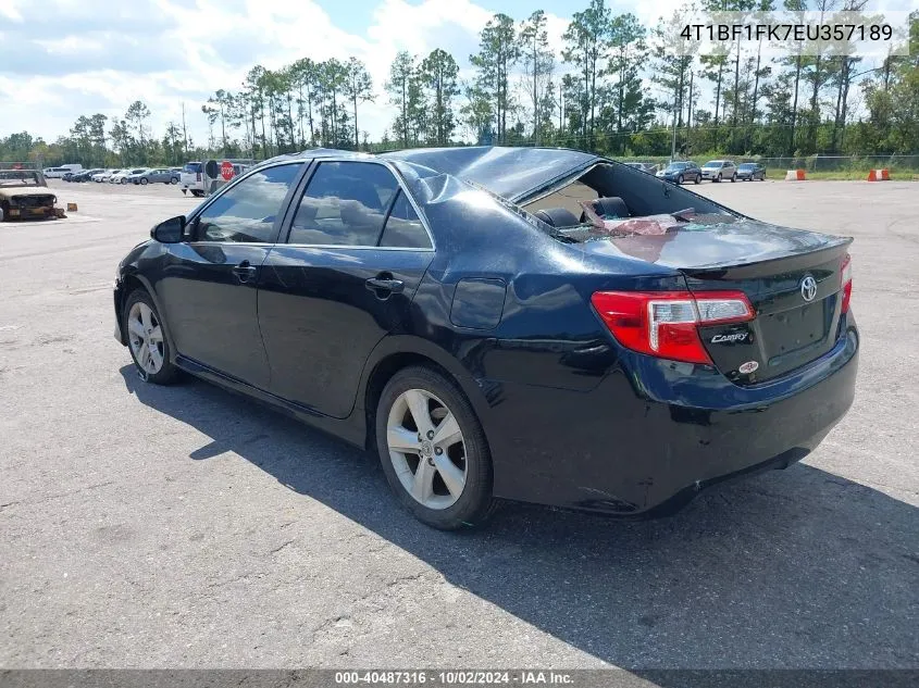 2014 Toyota Camry Se Sport VIN: 4T1BF1FK7EU357189 Lot: 40487316