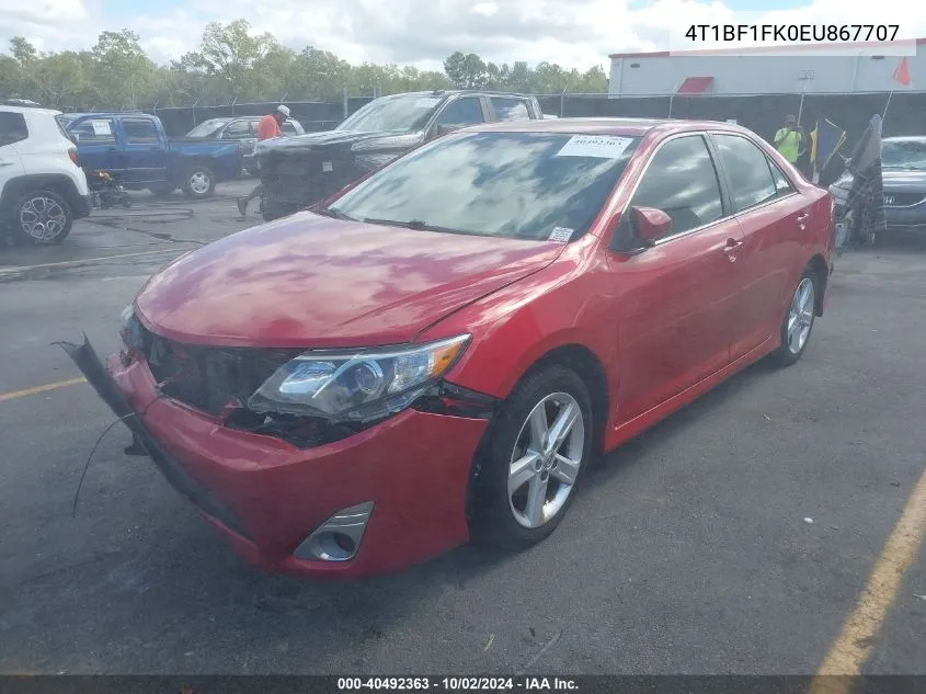 2014 Toyota Camry Se VIN: 4T1BF1FK0EU867707 Lot: 40492363