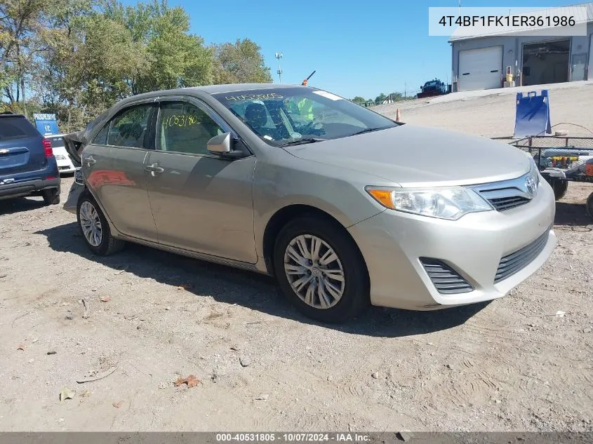 2014 Toyota Camry L/Se/Le/Xle VIN: 4T4BF1FK1ER361986 Lot: 40531805