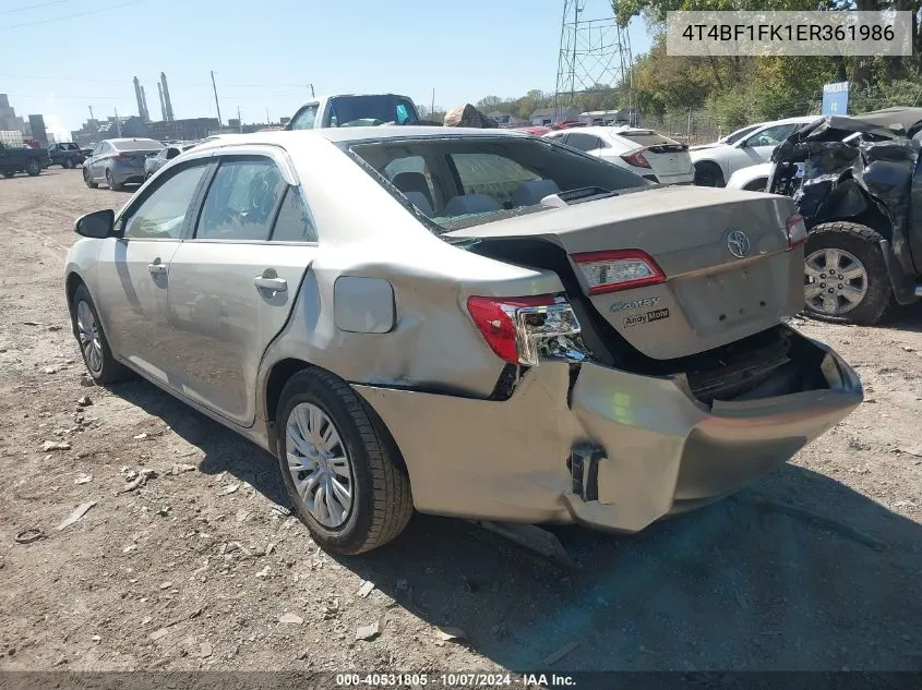 2014 Toyota Camry L/Se/Le/Xle VIN: 4T4BF1FK1ER361986 Lot: 40531805