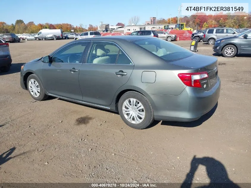 2014 Toyota Camry Le VIN: 4T4BF1FK2ER381549 Lot: 40679278