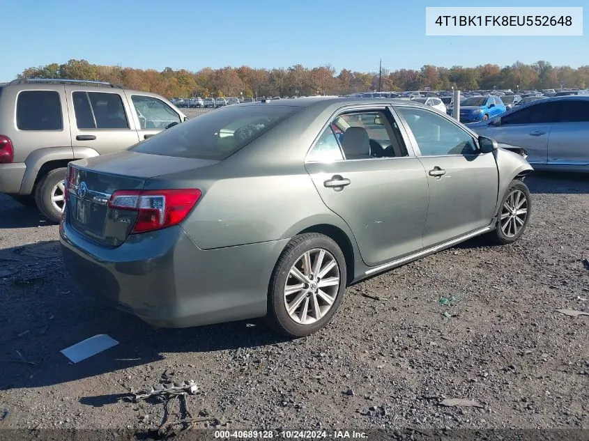 2014 Toyota Camry Xle V6 VIN: 4T1BK1FK8EU552648 Lot: 40689128