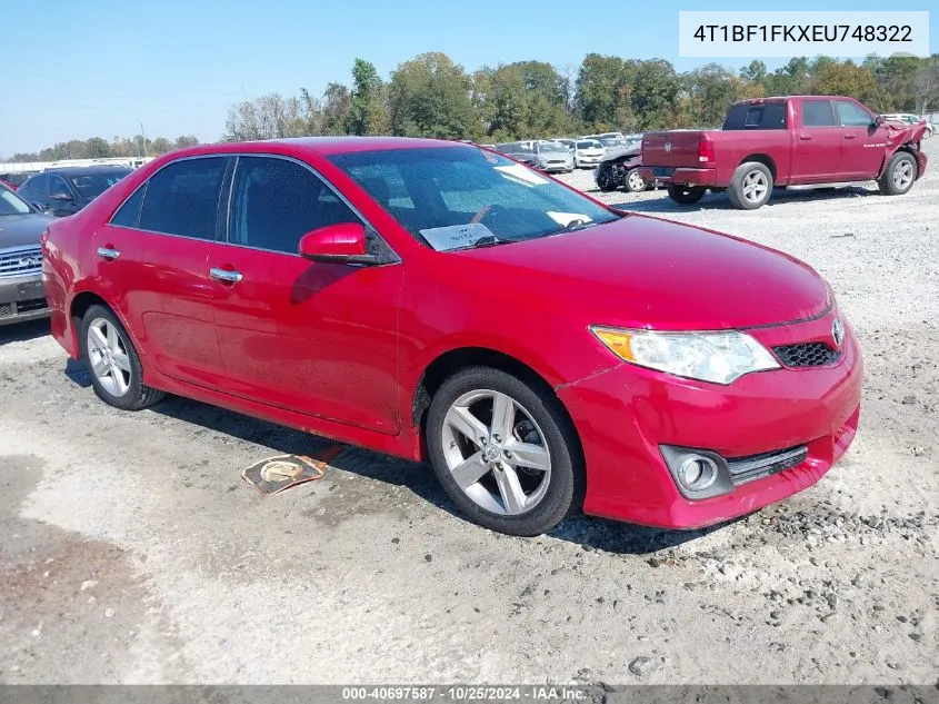 2014 Toyota Camry Se VIN: 4T1BF1FKXEU748322 Lot: 40697587