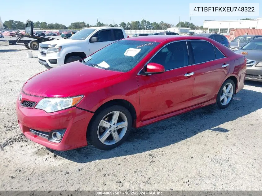 2014 Toyota Camry Se VIN: 4T1BF1FKXEU748322 Lot: 40697587