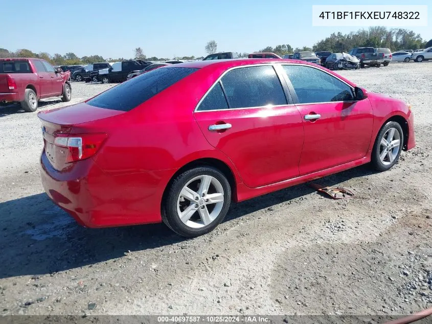 2014 Toyota Camry Se VIN: 4T1BF1FKXEU748322 Lot: 40697587