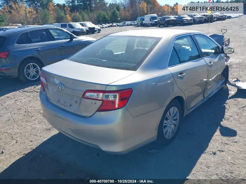 2014 Toyota Camry Le VIN: 4T4BF1FK8ER366425 Lot: 40700780