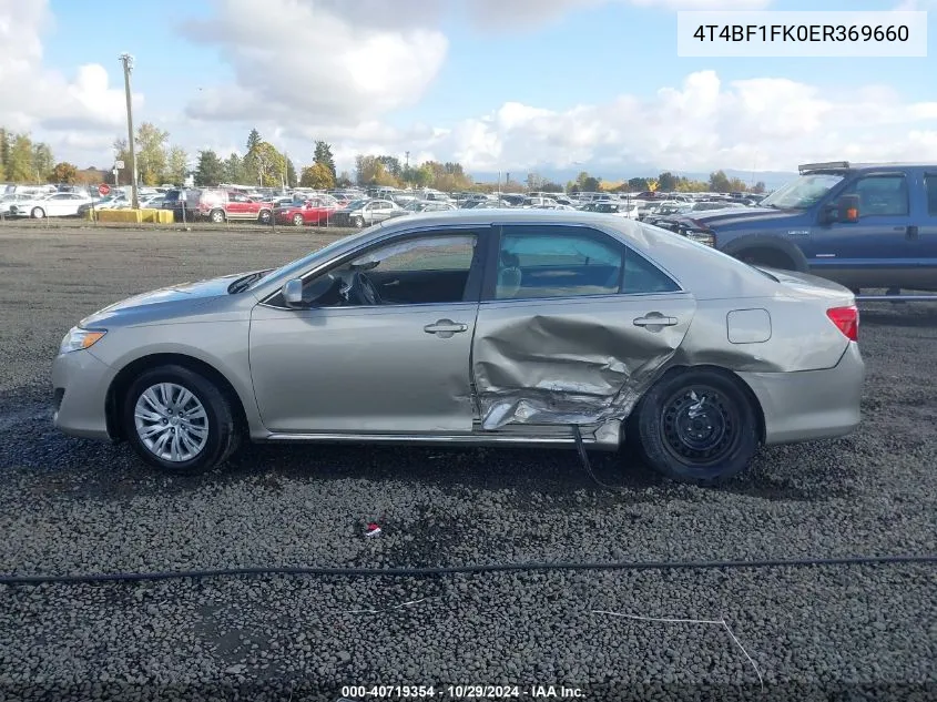 2014 Toyota Camry Le VIN: 4T4BF1FK0ER369660 Lot: 40719354