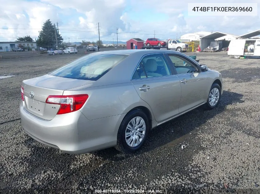 4T4BF1FK0ER369660 2014 Toyota Camry Le