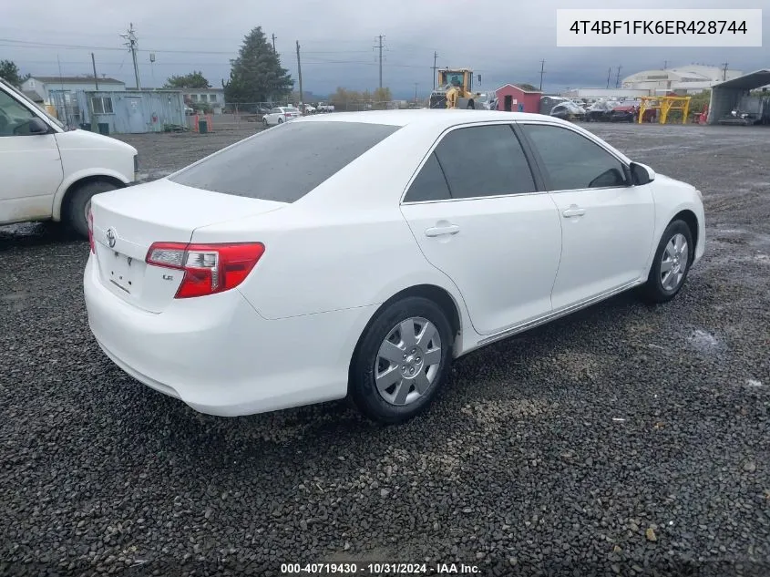 2014 Toyota Camry Le VIN: 4T4BF1FK6ER428744 Lot: 40719430