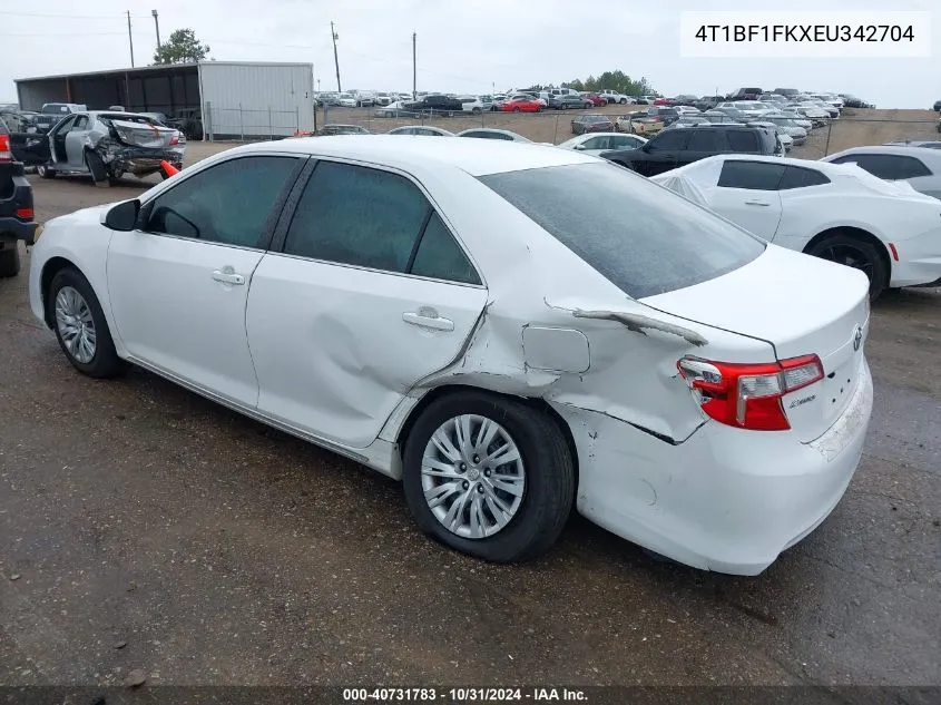 2014 Toyota Camry Le VIN: 4T1BF1FKXEU342704 Lot: 40731783