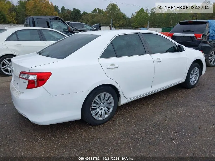 2014 Toyota Camry Le VIN: 4T1BF1FKXEU342704 Lot: 40731783