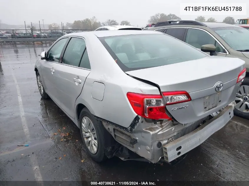 2014 Toyota Camry Le VIN: 4T1BF1FK6EU451788 Lot: 40738621