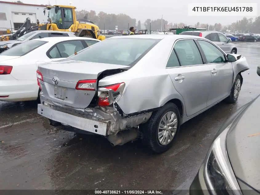 2014 Toyota Camry Le VIN: 4T1BF1FK6EU451788 Lot: 40738621