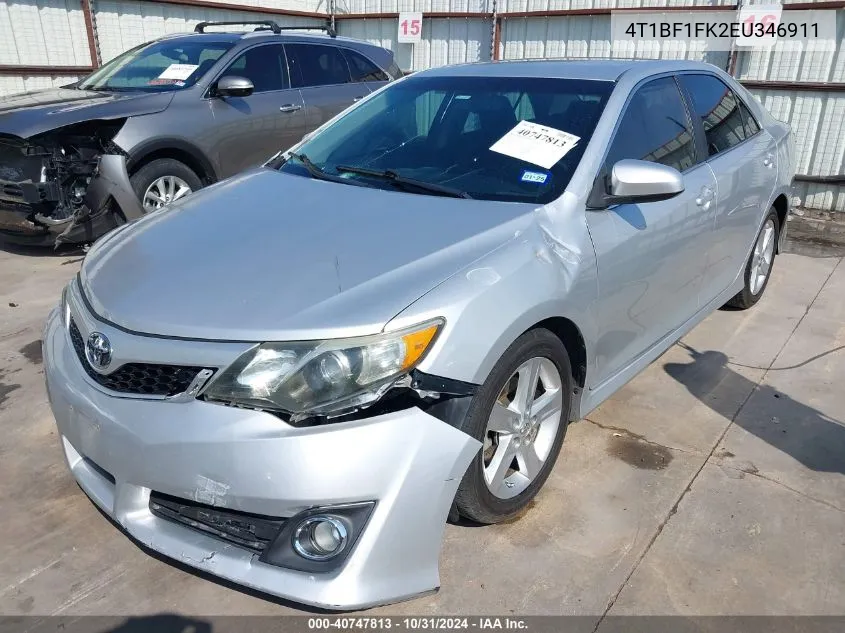 2014 Toyota Camry Se VIN: 4T1BF1FK2EU346911 Lot: 40747813