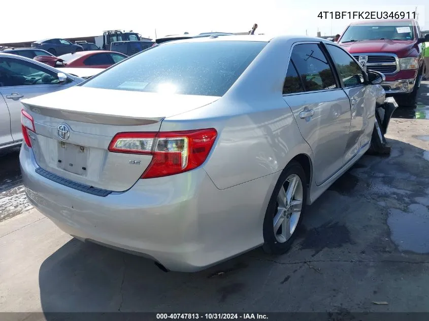 2014 Toyota Camry Se VIN: 4T1BF1FK2EU346911 Lot: 40747813