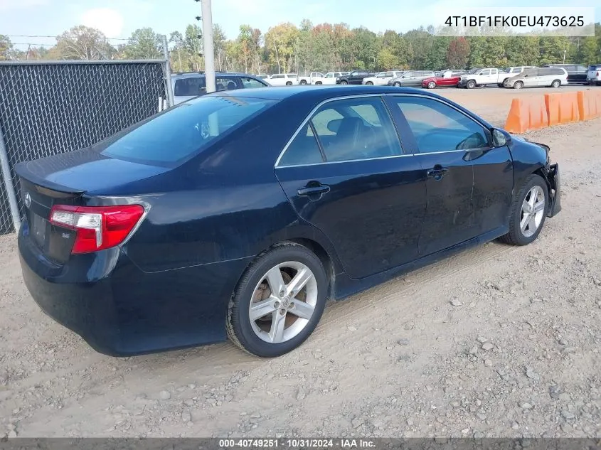 2014 Toyota Camry Se VIN: 4T1BF1FK0EU473625 Lot: 40749251