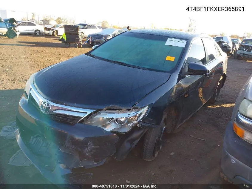 2014 Toyota Camry Le VIN: 4T4BF1FKXER365891 Lot: 40751618