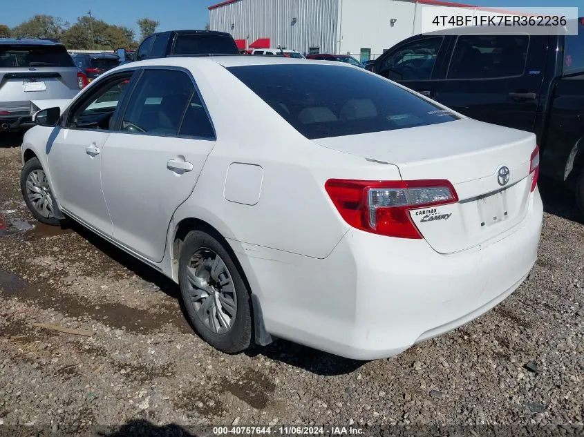 2014 Toyota Camry Le VIN: 4T4BF1FK7ER362236 Lot: 40757644