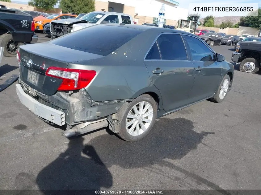 2014 Toyota Camry Xle VIN: 4T4BF1FK0ER366855 Lot: 40759578