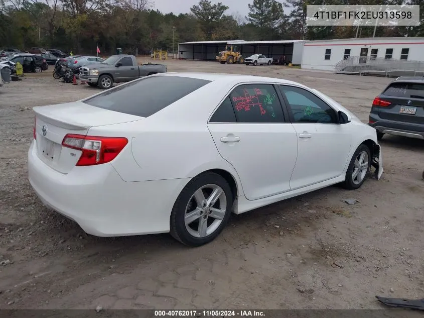 2014 Toyota Camry Se VIN: 4T1BF1FK2EU313598 Lot: 40762017