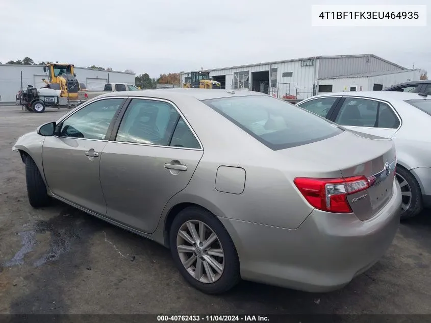 2014 Toyota Camry Xle VIN: 4T1BF1FK3EU464935 Lot: 40762433