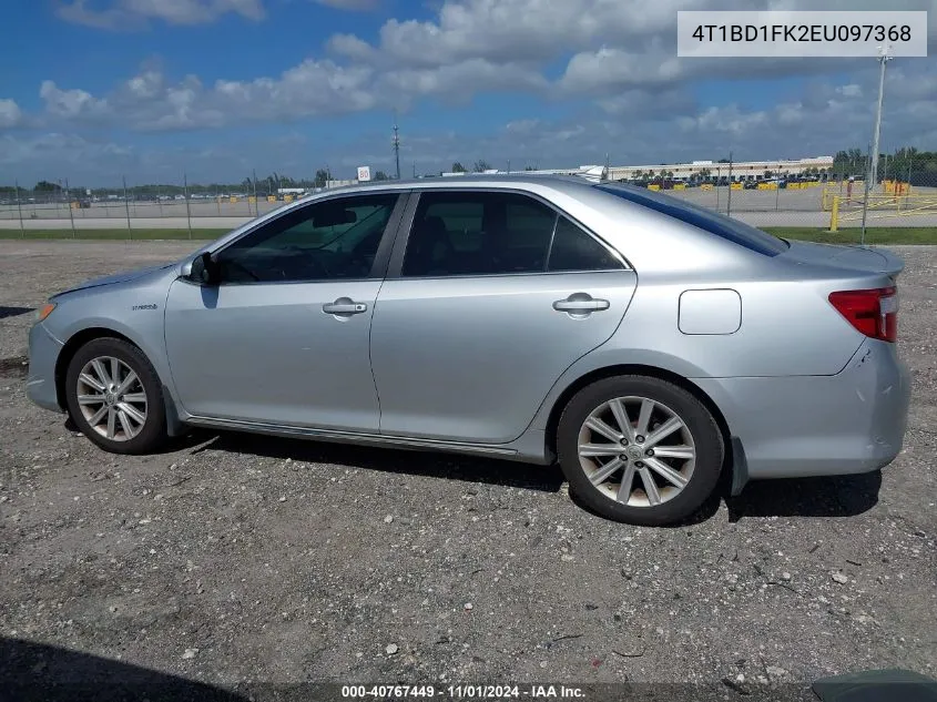 2014 Toyota Camry Hybrid Xle VIN: 4T1BD1FK2EU097368 Lot: 40767449