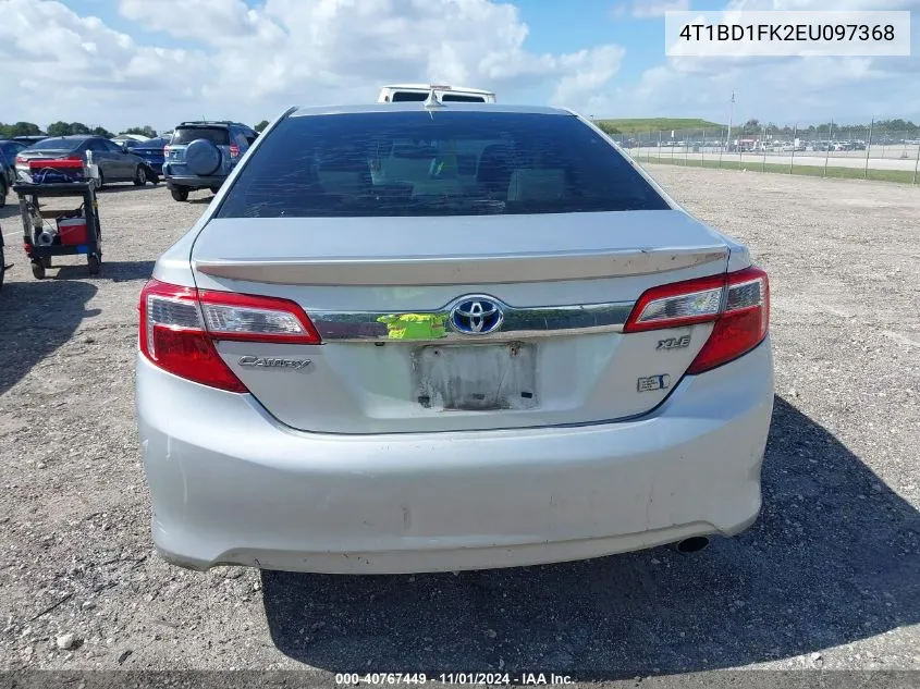 2014 Toyota Camry Hybrid Xle VIN: 4T1BD1FK2EU097368 Lot: 40767449