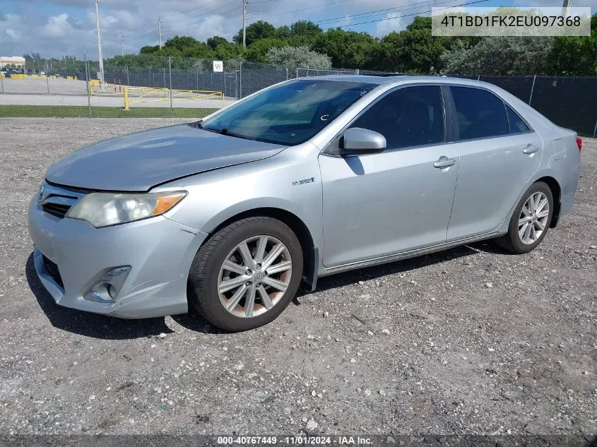 2014 Toyota Camry Hybrid Xle VIN: 4T1BD1FK2EU097368 Lot: 40767449