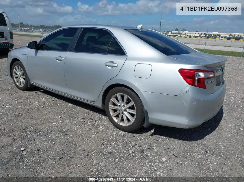 2014 Toyota Camry Hybrid Xle VIN: 4T1BD1FK2EU097368 Lot: 40767449