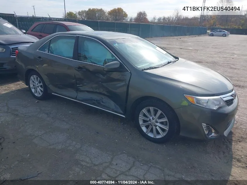 2014 Toyota Camry Xle V6 VIN: 4T1BK1FK2EU540494 Lot: 40774594