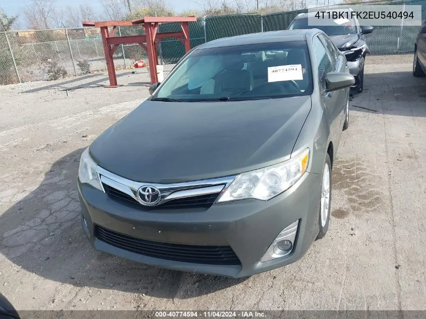 2014 Toyota Camry Xle V6 VIN: 4T1BK1FK2EU540494 Lot: 40774594