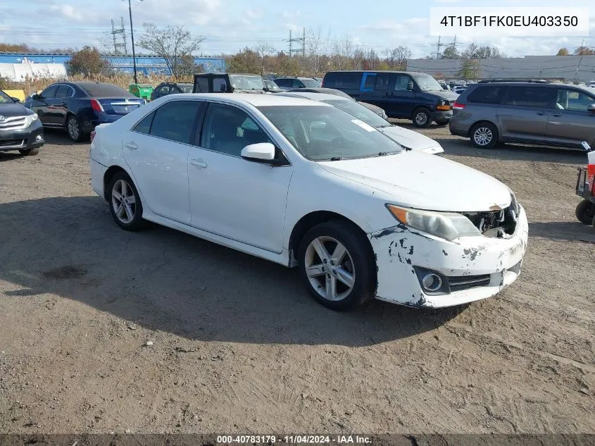 2014 Toyota Camry Se VIN: 4T1BF1FK0EU403350 Lot: 40783179