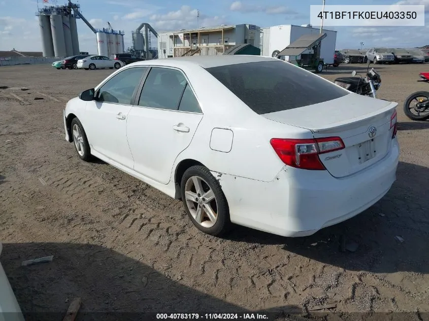 2014 Toyota Camry Se VIN: 4T1BF1FK0EU403350 Lot: 40783179