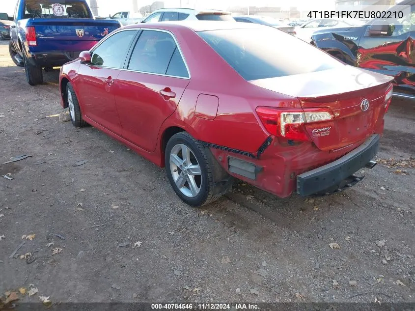 2014 Toyota Camry Se VIN: 4T1BF1FK7EU802210 Lot: 40784546