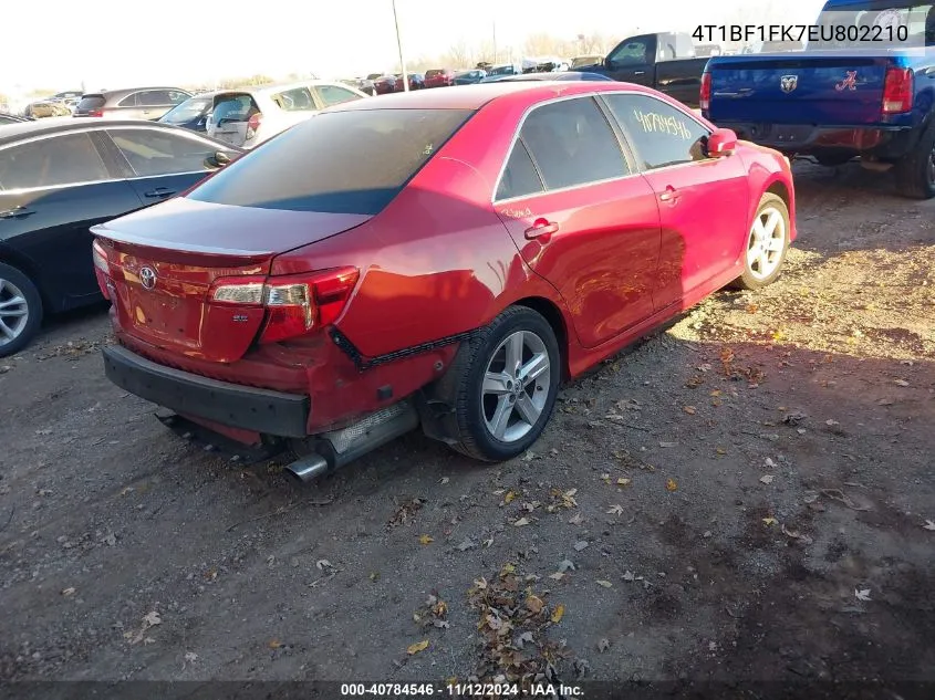 2014 Toyota Camry Se VIN: 4T1BF1FK7EU802210 Lot: 40784546