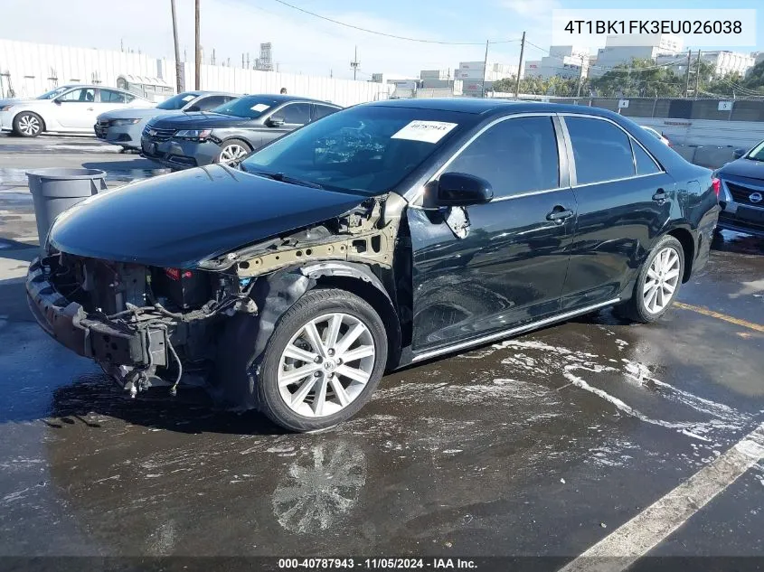 2014 Toyota Camry Xle V6 VIN: 4T1BK1FK3EU026038 Lot: 40787943