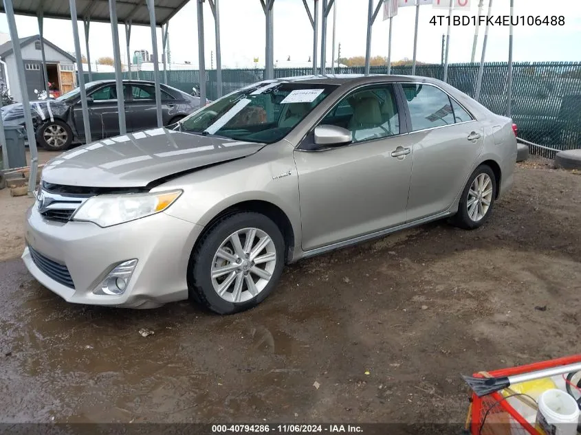 2014 Toyota Camry Hybrid Xle VIN: 4T1BD1FK4EU106488 Lot: 40794286