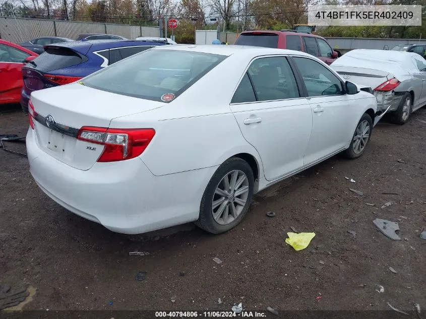 2014 Toyota Camry Xle VIN: 4T4BF1FK5ER402409 Lot: 40794806